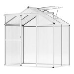 Serre en polycarbonate - duoku - 6 x 4 pi - ext�rieure - events r�glables et porte coulissante pour le ...