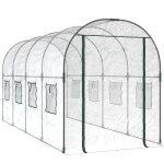Serre tente abri plante fleur l�gumes transparent 160 x 400 x 190 cm pvc et acier enduit de poudre transparent ...