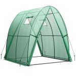 Serre tunnel 181 x 181 x 200 cm avec 2 portes zipp�es et 2 fen�tres moustiquaires en vert pe helloshop26 ...