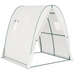 Serre tunnel de jardin 1, 8 x 1, 8 x 2 m - 2 portes enroulables zipp�es, 2 fen�tres - acier vert pe blanc ...
