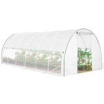 Serre tunnel de jardin 18m? blanche relevable avec moustiquaire
