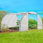 Serre tunnel de jardin 4 saisons 12m blanche gamme marachre zebra 4x3m