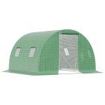 Serre tunnel de jardin 9 m - 3 x 3 x 2 m - 4 fentres, porte zippe enroulable - acier galvanis pe haute ...