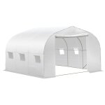 Serre tunnel de jardin dim. 3, 5l x 3l x 2h m porte + 6 fenêtres enroulables acier galvanisé bâche pe ... Serre tunnel de jardin dim. 3, 5l x 3l x 2h m porte + 6 fenêtres enroulables acier galvanisé bâche pe ...
