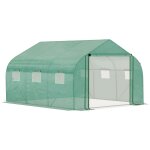 Serre tunnel de jardin grande taille dim. 3, 47l x 3l x 2h m - 6 fen?tres et porte zipp?e enroulable ... Serre tunnel de jardin grande taille dim. 3, 47l x 3l x 2h m - 6 fen?tres et porte zipp?e enroulable ...