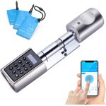 Serrure a code - serrure connectee porte entree avec 3 cartes rfid et 1 etui silicone etanche poigne ...