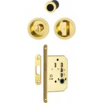 Serrure  condamnation rosace ronde pour porte coulissante intrieure avec manuvres aluminium aspect ...