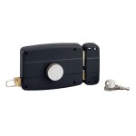 Serrure de garage en applique, horizontale  bouton, sens droit, noir thirard
