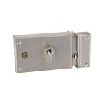 Serrure pour grille et portail vachette r�f 187 verticale � fouillot acier vernie