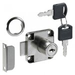 Serrure de meuble acier en applique hettich axe 25 mm rversible