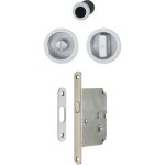Serrure porte coulissante -  condamnation - rosace - chrome satin hoppe