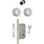 Serrure porte coulissante int�rieur 4920 chrom� satin� - cl� l - rosaces rondes hoppe