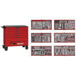 Servante d'atelier rouge 7 tiroirs midi master - 663 outils teng tools tkw37r663t