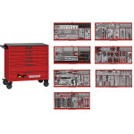 Servante d'atelier rouge professionnelle 7 tiroirs - midi master set - 595 outils teng tools tkw37r595t ...