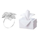 Serviette de table en polyester, phfu - 6pack anneaux de serviette en or, boucles en argent et 12 pices ...