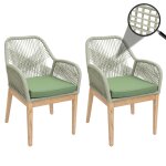 Set de 2 chaises de jardin hwc - h56b, fauteuil outdoor, r�sistant aux intemp�ries corde tress�e bois ...
