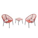 Set de 2 fauteuils + table basse terracota acapulco