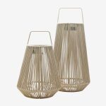 Set de 2 lampes de table solaires led sans fil pour ext�rieur en fer et corde tress�e liberian tapioca ...