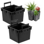 Set 2x insert carr� noir 44 l avec cache - pot prosperplast h 75 cm