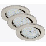 Set 3 spots briloner encastrables led ronds orientables nickel mat Set 3 spots briloner encastrables led ronds orientables nickel mat