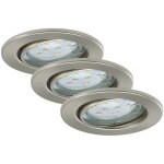 Set 3 spots encastrable led briloner gu10 3w 250lm nickel