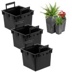 Set 3x noir 13 l insert carr avec cache - pot prosperplast h 50 cm