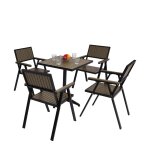 Set de 4 chaises de jardin + table de jardin hwc - j95, chaise table, rev�tement gastro outdoor, alu ...