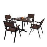 Set de 4 chaises de jardin + table de jardin hwc - j95, chaise table, revtement gastro outdoor, alu ...