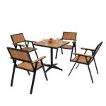 Set de 4 chaises de jardin + table de jardin hwc - j95, chaise table, revtement gastro outdoor, alu ...