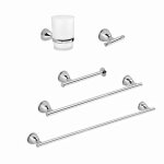 Set 5 pieces d?accessoires de bain fixation murale economiques chromes gemma