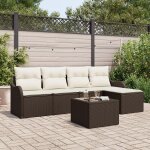Set de 5 pi�ces de canap� de jardin avec coussins gris en rotin synth�tique, canap� de jardin 2 places ...