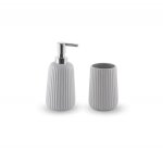 Set d'accessoires lavabo distributeur et porte brosse a dents gris dory