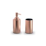 Set d'accessoires lavabo inox et cuivre a poser copper