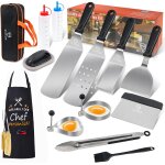 Set de accessoire plancha inox, cadeau pour homme papa, spatule professionnelle pour barbecue de gril ... Set de accessoire plancha inox, cadeau pour homme papa, spatule professionnelle pour barbecue de gril ...