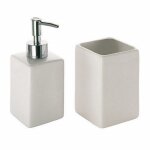Set d'accessoires de salle de bains en ceramique blanche et carree vella