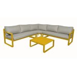 Set angle 1 canapé d'angle + 1 table basse - mojito ii - aluminium epoxy - miel / gris Set angle 1 canapé d'angle + 1 table basse - mojito ii - aluminium epoxy - miel / gris