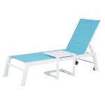 Set bain de soleil et table d'appoint barbados en textilne bleu - aluminium blanc