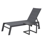 Set bain de soleil et table d'appoint barbados en textilne gris - aluminium gris anthracite