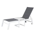Set bain de soleil et table d'appoint barbados en textil�ne gris - aluminium blanc