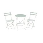 Set bistrot 2 personnes - table ronde 60 cm avec 2 chaises - acier thermolaqu� - vert c�ladon