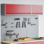 Set de cabinet � outils et panneaux perfor�s de 5 pi�ces vidaxl mont� au mur en m�tal rouge