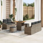 Set de canap de jardin 8 pices avec coussins gris rotin synthtique acacia, canap de jardin 2 siges ...