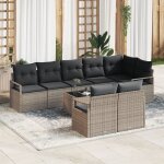 Set canap� jardin 8 pi�ces coussins noir poly rotin, canap� jardin 2 places coussins gris poly rotin