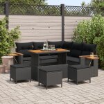 Set de canap de jardin 9 pices vidaxl avec coussins noir rotin synthtique acacia, set de dining de ...