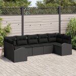 Set de canap� de jardin vidaxl 7 pi�ces avec coussins en rotin synth�tique noir, canap� de jardin 2 places ...