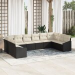 Set de canapés de jardin vidaxl ensemble de 10 coussins beiges et cadre noir Set de canapés de jardin vidaxl ensemble de 10 coussins beiges et cadre noir