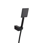 Set de douche avec support et pommeau de douche carre noir mat