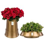 Set gourde de cimeti�re pot de fleurs 24x18, 5 cm + pot Ø 25 cm compositions dor�es