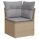 Set de jardin vidaxl 9 pi�ces avec coussins en poly rotin beige, sofa de jardin 2 places avec rangement ...