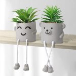Set of 2 artificial potted plants fake succulent plants with hanging leg emotional cement fake succulent ... Set of 2 artificial potted plants fake succulent plants with hanging leg emotional cement fake succulent ...